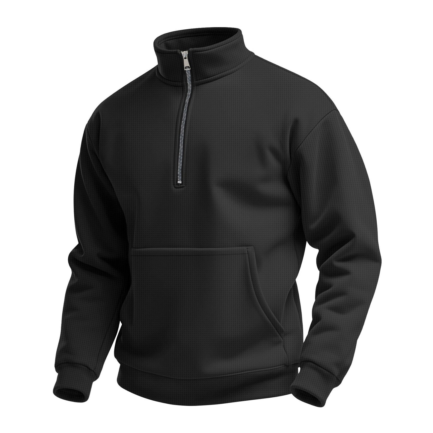 Men's Casual Waffle-Weave Half-Zip Stand-Up Collar Sweater