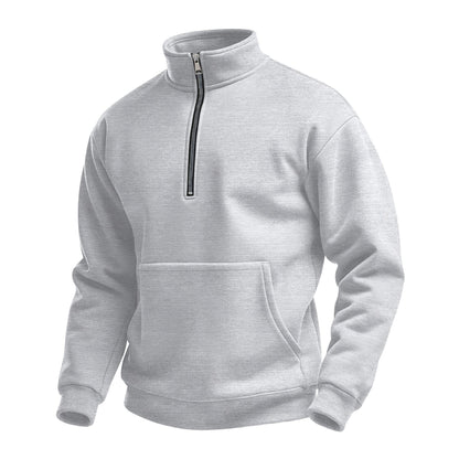 Men's Casual Waffle-Weave Half-Zip Stand-Up Collar Sweater