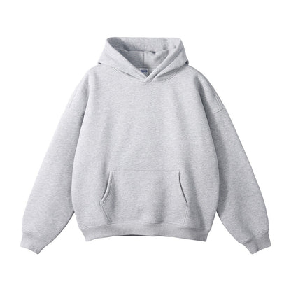 New Loose Fleece Trendy Drop Shoulder Solid Color Hoodie