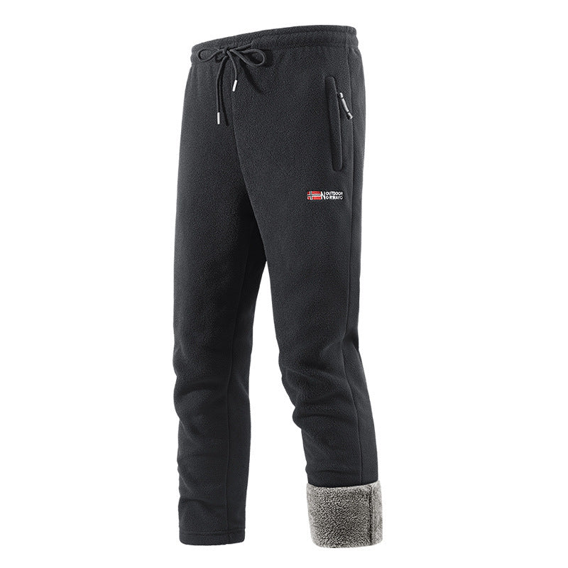 Autumn And Winter New Fleece-lined Thickened Men's Long Pants