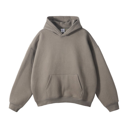 New Loose Fleece Trendy Drop Shoulder Solid Color Hoodie