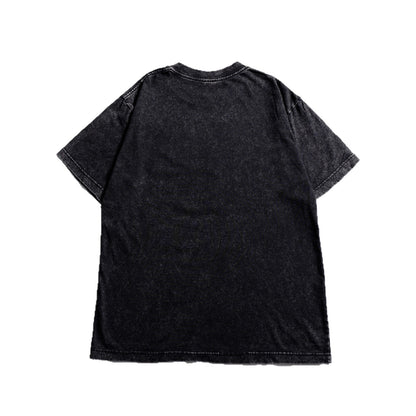 Women's Coconut Tree-printed Top With A Round Neck, Loose Fit And Short Sleeves