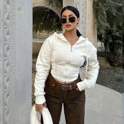 Temperament Slimming Crop Hoodie Sweatshirt For Women