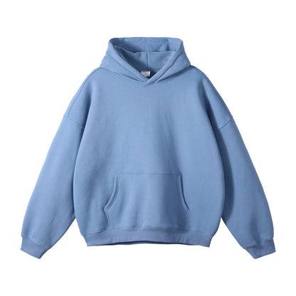 New Loose Fleece Trendy Drop Shoulder Solid Color Hoodie