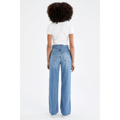 Retro Distressed Drop-waist Women's Loose Wide-leg Floor-length Pants